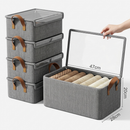 kit 6 Caixa Organizadora Dobrável 47x28x20cm com Tampa Transparente | Ideal para Roupas e Armário