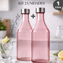 Kit 2 Garrafas de Vidro 1L Tampa Inox