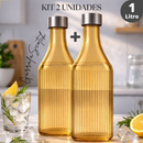 Kit 2 Garrafas de Vidro 1L Tampa Inox