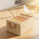 kit 6 Caixa Organizadora Dobrável 47x28x20cm com Tampa Transparente | Ideal para Roupas e Armário