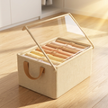 kit 6 Caixa Organizadora Dobrável 47x28x20cm com Tampa Transparente | Ideal para Roupas e Armário