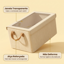 kit 6 Caixa Organizadora Dobrável 47x28x20cm com Tampa Transparente | Ideal para Roupas e Armário