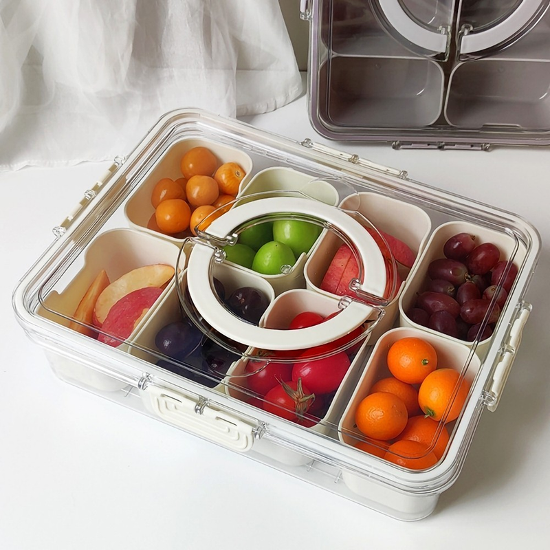Pote Organizador de Geladeira Hermético com 8 Divisórias – Ideal para Alimentos, Frutas e Verduras