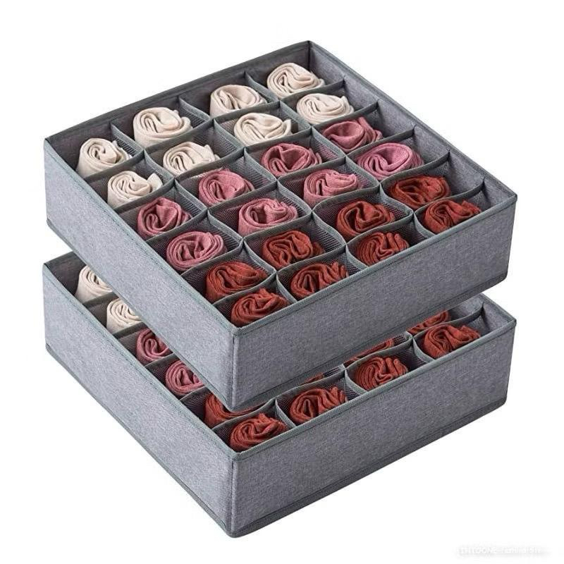 Organizador Dobrável 24 Compartimentos para Roupas Íntimas Meias Cuecas Calcinhas Lingerie Armários Gavetas